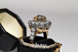 Victorian Style New Handmade 18k Gold Top Silver Natural Diamond Decorated Ring