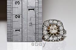 Victorian Style New Handmade 18k Gold Top Silver Natural Diamond Decorated Ring