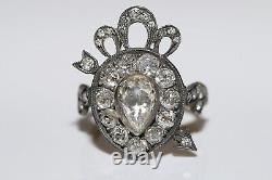 Victorian Style New Handmade 18k Gold Top Silver Natural Diamond Heart Ring