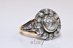 Victorian Style New Handmade 18k Gold Top Silver Natural Diamond Ring