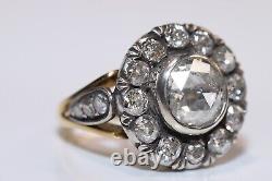 Victorian Style New Handmade 18k Gold Top Silver Natural Diamond Ring