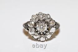 Victorian Style New Made 18k Gold Top Silver Natural Diamond Decorated Ring