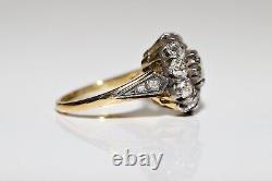 Victorian Style New Made 18k Gold Top Silver Natural Diamond Decorated Ring
