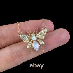 Victorian Style Opal Bee Pendant Necklace 18ct Gold Silver