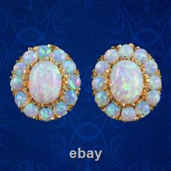 Victorian Style Opal Cluster Earrings Silver 18ct Gold Gilt Studs