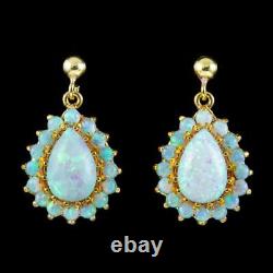 Victorian Style Opal Drop Earrings Sterling Silver 18ct Gold Gilt