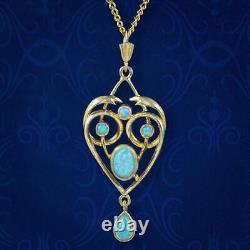 Victorian Style Opal Pendant Necklace Sterling Silver 18ct Gold Gilt