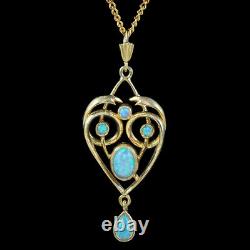 Victorian Style Opal Pendant Necklace Sterling Silver 18ct Gold Gilt