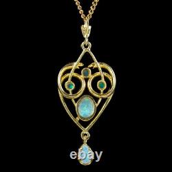 Victorian Style Opal Pendant Necklace Sterling Silver 18ct Gold Gilt