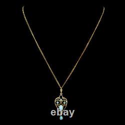 Victorian Style Opal Pendant Necklace Sterling Silver 18ct Gold Gilt