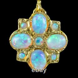 Victorian Style Opal Pendant Necklace Sterling Silver 18ct Gold Gilt