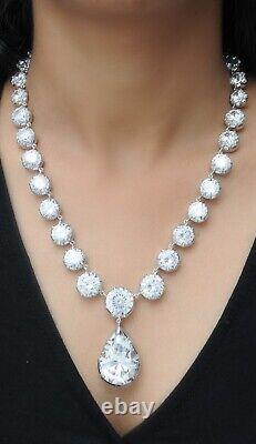 Victorian Style Pear Drop Riviere Women Necklace 925 SS British Royals Jewelry