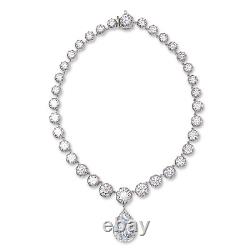Victorian Style Pear Shape Riviere Women Necklace Sterling 925 Silver CZ Jewelry