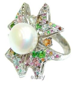Victorian Style Pearl Sapphire 925 Sterling Silver Handcrafted Ring
