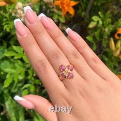 Victorian Style Pink Topaz Cluster Ring 2ct Of Topaz