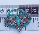 Victorian Style Rose Cut Diamond Snake Brooch 925 Silver With Turquoise