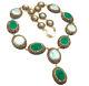 Victorian Style Rough Emerald Gold Over. 925 Sterling Silver Handmade. 925 Sterl