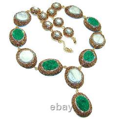 Victorian Style Rough Emerald Gold over. 925 Sterling Silver handmade. 925 Sterl