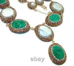 Victorian Style Rough Emerald Gold over. 925 Sterling Silver handmade. 925 Sterl