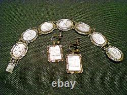 Victorian Style Silver Bracelet and Earrings Set