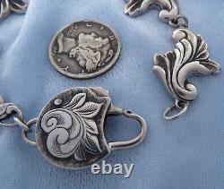 Victorian Style Sterling Repousse Bracelet Custom AK Clasp, Konder #338