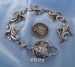 Victorian Style Sterling Repousse Bracelet Custom AK Clasp, Konder #338