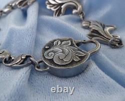 Victorian Style Sterling Repousse Bracelet Custom AK Clasp, Konder #338