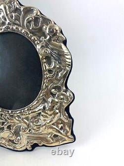 Victorian Style Sterling Silver Double Picture Frame with Cherubs and Figures