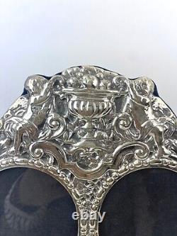 Victorian Style Sterling Silver Double Picture Frame with Cherubs and Figures