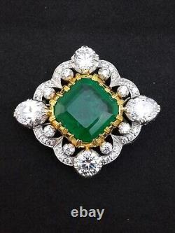 Victorian Style Syn Emerald Brooch 925 Fine Silver Ambani Wedding Wear Jewellery