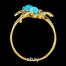 Victorian Style Turquoise Cz Spider Ring