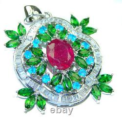 Victorian Style authentic Ruby. 925 Sterling Silver handmade Pendant