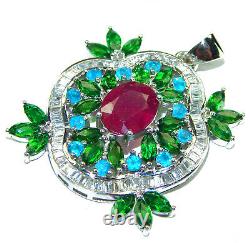 Victorian Style authentic Ruby. 925 Sterling Silver handmade Pendant