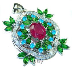 Victorian Style authentic Ruby. 925 Sterling Silver handmade Pendant