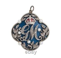 Victorian style Rose Cut Diamond And Pearl 925 Sterling Silver Pendant