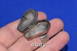 Victorian style SILVER 84 Orthodox Cross Icon box ring priest coffin cross vtg