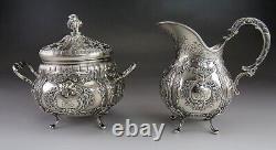 Vintage 1943 Finnish Silver Victorian Style Creamer & Covered Sugar Bowl