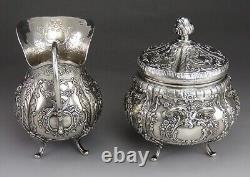 Vintage 1943 Finnish Silver Victorian Style Creamer & Covered Sugar Bowl