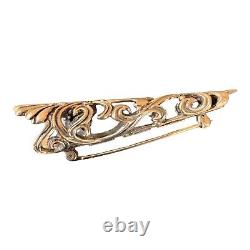 Vintage Corsage Pin Brooch Sterling Hand And Hamer Estate 2.25 Victorian Style