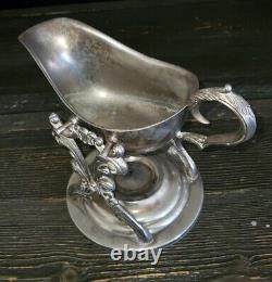 Vintage Sauce Boat with Stand Victorian Style Silver Plated Relief Ornate Table