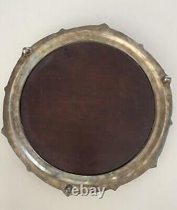Vintage Silver Plated Victorian Style Ornate Floral Round Plateau Vanity Mirror