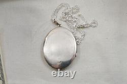 Vintage St Silver 925 Large Etched Victorian Style Photo Locket Pendant 17gms