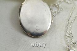 Vintage St Silver 925 Large Etched Victorian Style Photo Locket Pendant 17gms