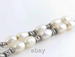 Vintage Sterling Silver Baroque Pearl Necklace Victorian Steampunk Style 58cm