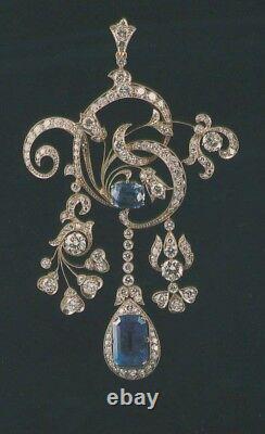 Vintage Style Pendant Victorian Blue Sapphire Filigree Jewelry Handmade 925 Sil