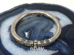 Vintage Victorian Revival Etruscan Style Sterling Silver Bangle Cuff Bracelet925