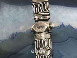 Vintage Victorian Revival Etruscan Style Sterling Silver Bangle Cuff Bracelet925