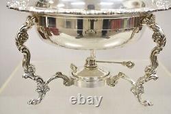 Vintage Victorian Style Ornate Silver Plated Chafing Dish Food Warmer with Burner