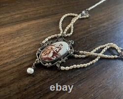 Vintage Victorian Style Pendant Necklace (Sterling Silver and Pearls)