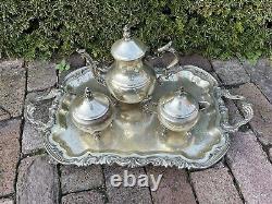 Vintage Victorian Style ROGERS SILVER CO 1883 Silver Plated TEA SET & TRAY